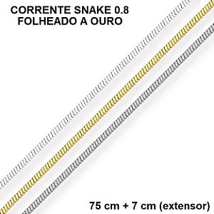 Corrente Snake Semijoia 75 cm Folheada a Ouro