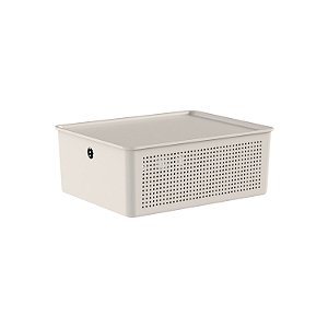 Cesto Flow C/Tampa Bege 12 Litros 34 x 27 x 13  cm