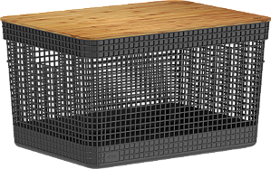 Cesto Organizador Grid 20 Litros Tampa Bambu Preto