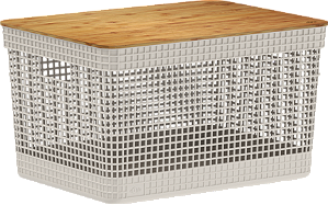 Cesto Organizador Grid 20 L Tampa Bambu Bege