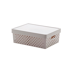 Cesto Organizador Com Tampa Quadratta 39x29x14cm Bege