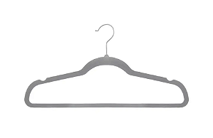 Kit com 50 Cabides de Veludo Adulto Cor Cinza 44 cm