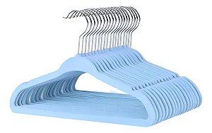 KIt de 50 Cabides de Veludo Baby Cor Azul 28 cm