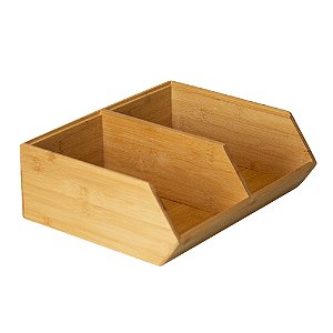 Organizador Empilhável de Bambu Duplo 31x35,5x12,5 cm
