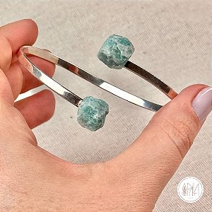 Bracelete Amazonita - Criatividade - Banhado em Prata