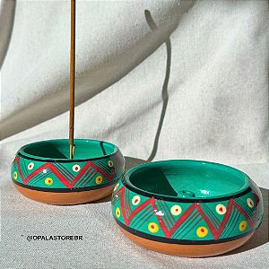 Incensário Colorido dos Andes Pintado à Mão – Verde