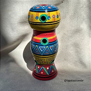 Incensário Torre Colorido em Cerâmica Andina | Varetas e Cones - Vermelho e Amarelo