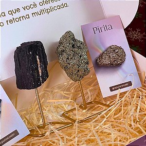 Kit de Proteção e Prosperidade com Pilares de Cristais – Turmalina Negra e Pirita