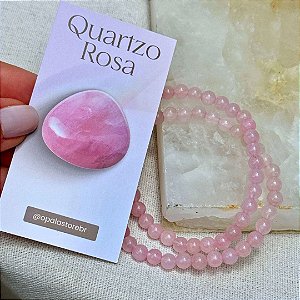 Pulseira de Quartzo Rosa Natural – Amor Próprio, Cura Emocional e Harmonia | esferas de 6mm