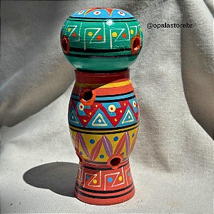 Incensário Torre Colorido em Cerâmica Andina | Varetas e Cones - Terra Cota e Verde