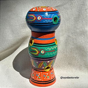 Incensário Torre Colorido em Cerâmica Andina | Varetas e Cones - Laranja e Azul