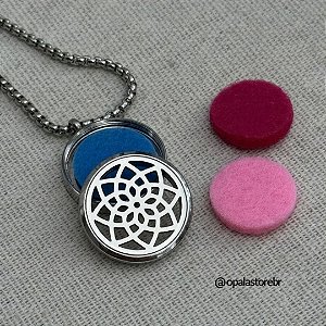 Colar Difusor Flor Da Vida em Aço Inox para Óleos Essenciais