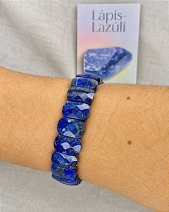 Pulseira Lápis-Lazúli Premium Sabedoria e Proteção Lapidação Oval Facetada
