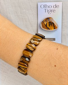 Pulseira Olho de Tigre Premium Proteção e Prosperidade - Lapidação Oval Facetada