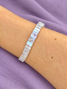 Pulseira Pedra da Lua Premium Intuição e Equilíbrio Lapidação Retangular