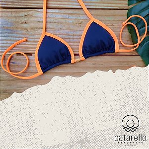 Top Marquinha Marinho/Laranja Neon