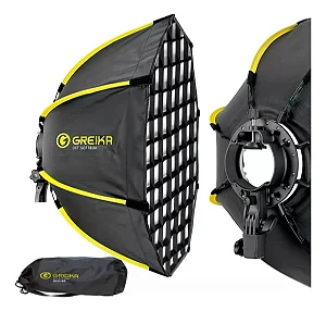 Softbox Greika GKH-45 Parabólico Montagem Rápida Bowens e Adaptador p/ Speedlite com Grid
