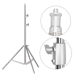 Tripé de Iluminação Profissional em Aço Inox – Altura Máxima 2m