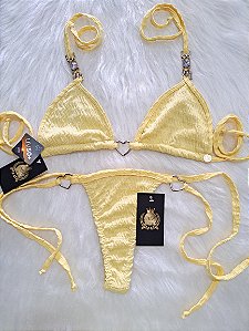 Cortininha Aviamentos Coração em Prata 925 Calcinha Amarra