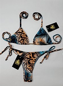 Estampa exclusiva Oncinha, Calcinha Amarrar