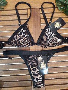 Cortininha Oncinha Tule e Cirrê Fio Duplo