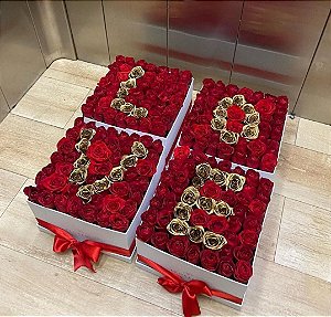 Kit 4 Caixas Square - LOVE Rosas Colombianas