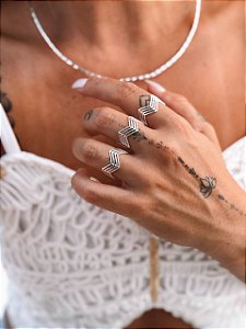 Anel geométrico vazado - ajustável