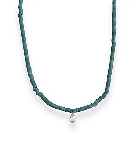 GARGANTILHA HOWLITA TURQUESA COM ZIRCÔNIA CRISTAL