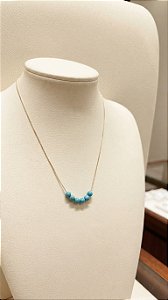 Colar prata 925 com pedras Turquesas
