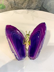 Borboleta de Chapa De Ágata - Cor Lilás