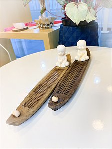 Incensário canoa com Buda/Monge