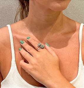 Anel em Cristal Natural de Pirita