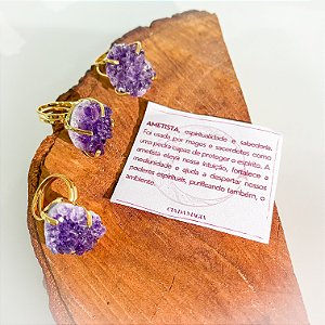 Anel em Cristal Natural de Drusa de Ametista