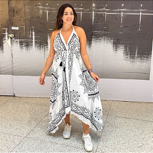 Vestido de Lenço Indiano - Branco