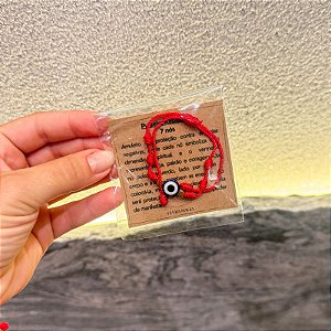 Pulseira Kabbalah - 7 nós com olho grego