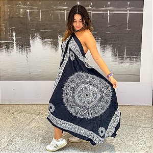 Vestido de Lenço Indiano - Preto