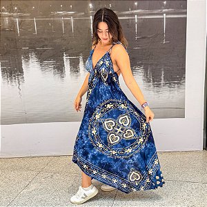 Vestido de Lenço Indiano - Azul