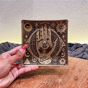 Incensário Hamsá / Mão de Fátima quadrado - Proteção e Mistério