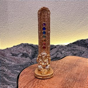 Incensário dourado 7 chakras com Ganesha