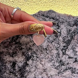 Pingente de Coração em Quartzo Rosa