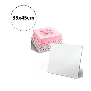 Cake Board Retangular Branco de 35x45cm em MDF 2.8mm - Kit 10 peças