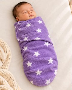 Swaddle ajustável com velcro - Estelar Lilás