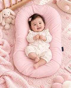Ninho + Capa Rosa 100% algodão - redutor de berço - My Gutti Baby AmareNinho