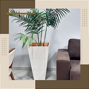 Vaso Cachepot Branco com Planta