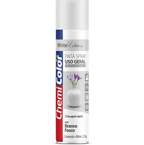 Tinta Spray Uso Geral Branco Fosco 400ml Chemicolor