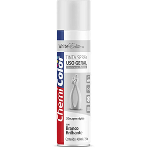 Tinta Spray Uso Geral Branco Brilhante 400ml Chemicolor