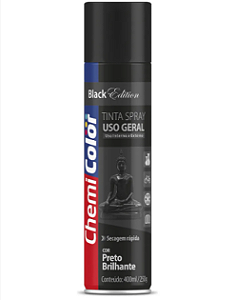Tinta Spray Uso Geral Preto Brilhante 400ml Chemicolor