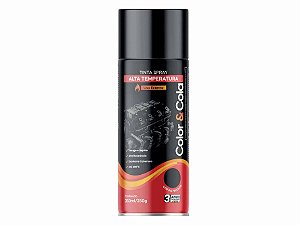 Tinta Spray Alta Temperatura Preto Brilhante Cola & Cola 350ml