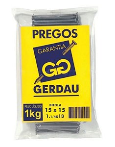 Prego 15x15 C/ Cabeça Gerdau 1kg