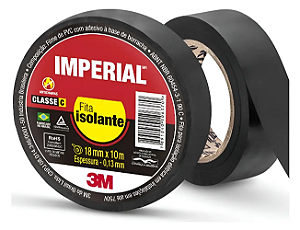 Fita Isolante Imperial 3m 18mm X 10 Metros Preta